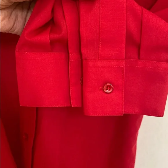 Foxcroft Red Long Sleeve Button Down Shirt with Notched Collar - Picture 6 of 7